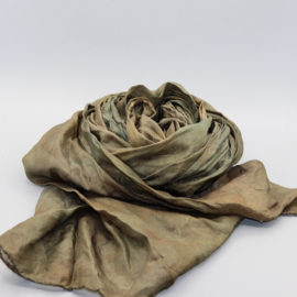 Zijden sjaal bruin/groen 45x180