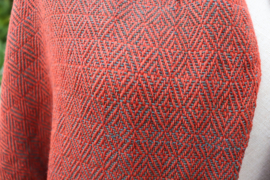 omslagdoek rood grijs 60x180