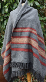 omslagdoek grijs met rood 85x190