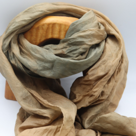 Zijden sjaal bruin met grijs 45x180