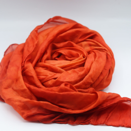 Zijden sjaal  rood/oranje  90x200