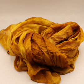 Zijden sjaal  vlammend geel /oker 90x90