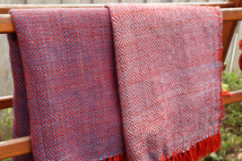 omslagdoek rood blauw 85x190