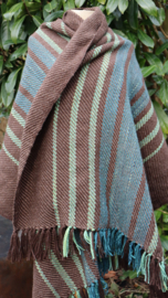 omslagdoek bruin met groen 85x180