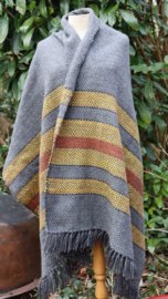 omslagdoek grijs en oranje   85x190