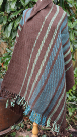 omslagdoek bruin met groen 85x180