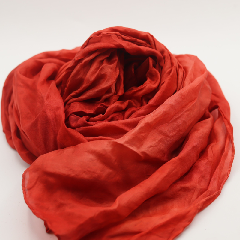 Zijden sjaal rood  45x180