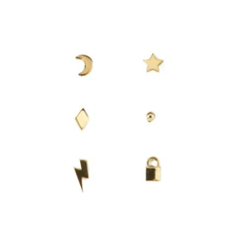 Orelia mixed charm stud ear party gold