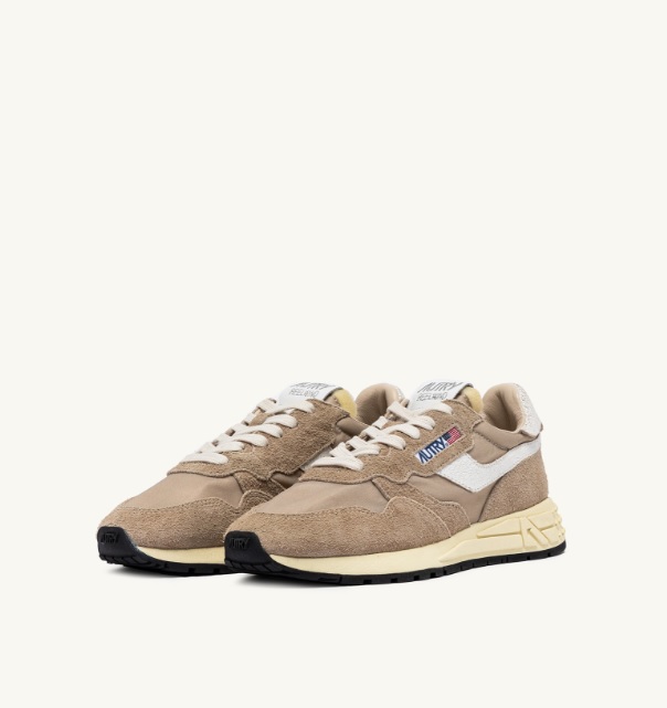 Autry - NC08 REELWIND LOW men -  PEPPER AND WHITE CRACKED LEATHER AND NYLON