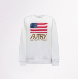 Autry crew neck sweater with flag logo print