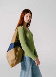 Susan Bijl - The New Shopping Bag - Camel & Navy LARGE