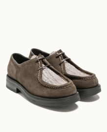 Kleman - TAMBOUR VS woman -  Brown suede derby shoes with thick sole