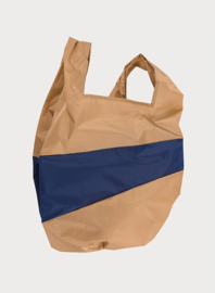 Susan Bijl - The New Shopping Bag - Camel & Navy LARGE