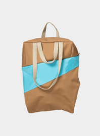 The New Tote Bag Camel & Key Blue MEDIUM