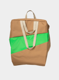 The New Tote Bag Camel & Greenscreen LARGE