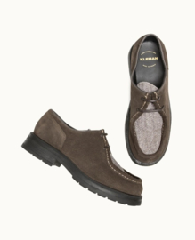 Kleman - TAMBOUR VS woman -  Brown suede derby shoes with thick sole