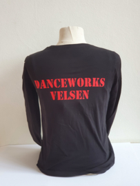 Lange mouw T-shirt rood/zwart volwassenen