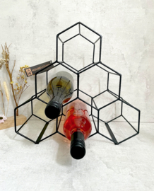 Wijnrek honingraat - Mat zwart metaal
