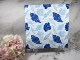 Blauw en licht blauw schelpen servet  nr H001
