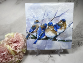 IHR 4 blauwe winter vogels servet nr HA463