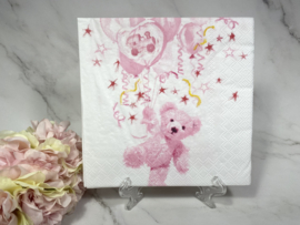 Ambiente  roze beer ballonnen servet H126