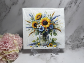 Zonnebloemen in vaas  knutsel servet nr 571