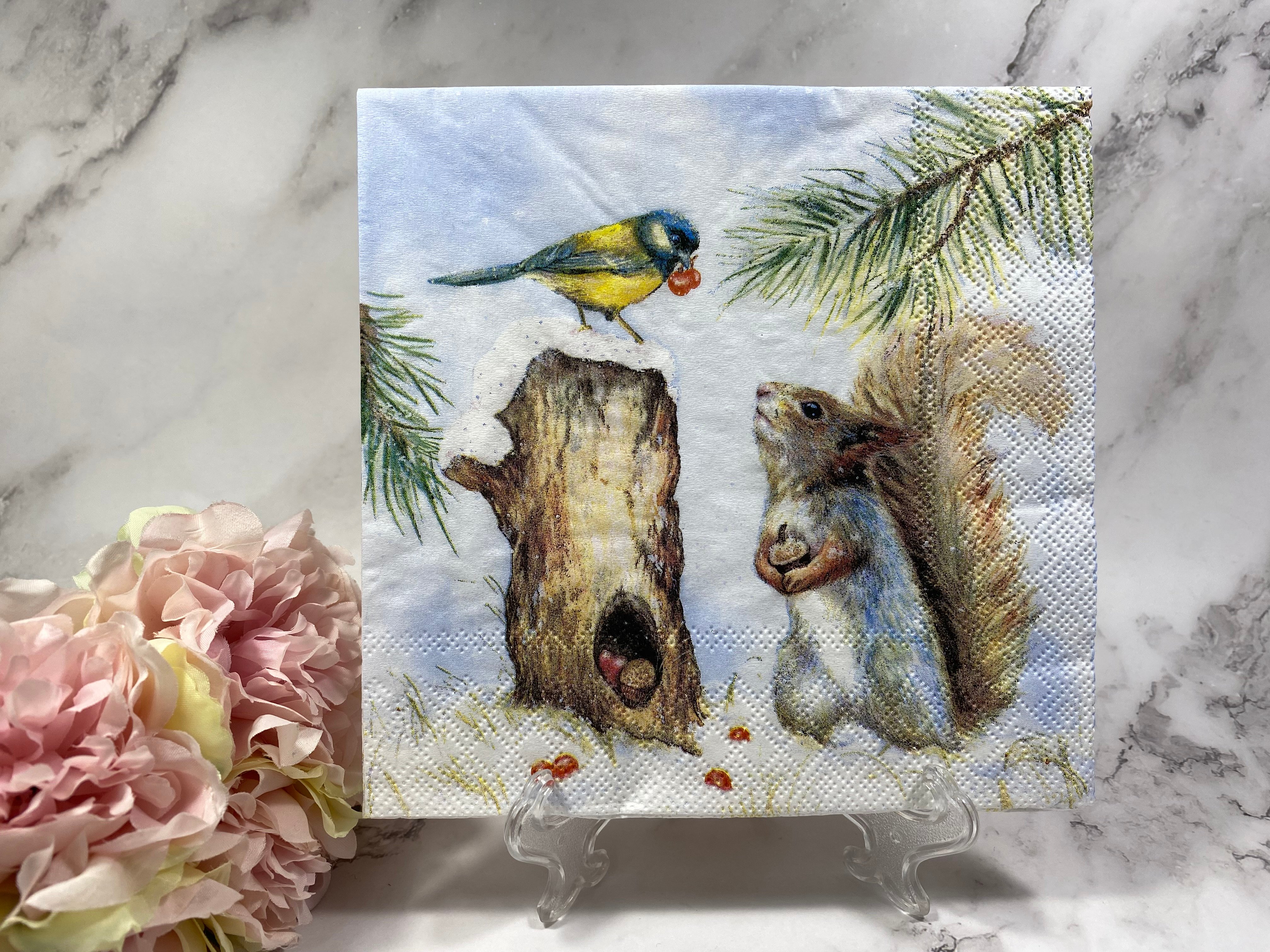 Ambiente eekhoorn vogel winter  servet nr 616