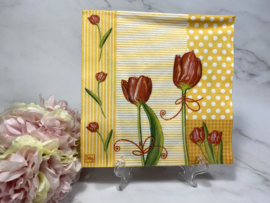Knutsel rode tulpen geel servet nr H13