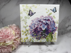 Hortensia bol en vlinders knutsel servet nr 192