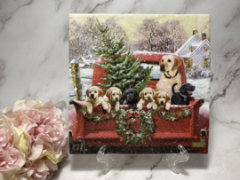 Ambiente Kerst honden op truck servet  nr H662