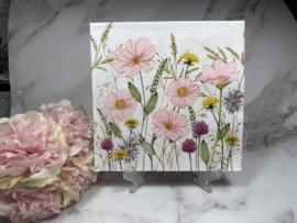 Pastel kleur bloemen knutsel servet nr 227