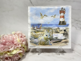 Ambiente zeehonden op strand servet nr H262