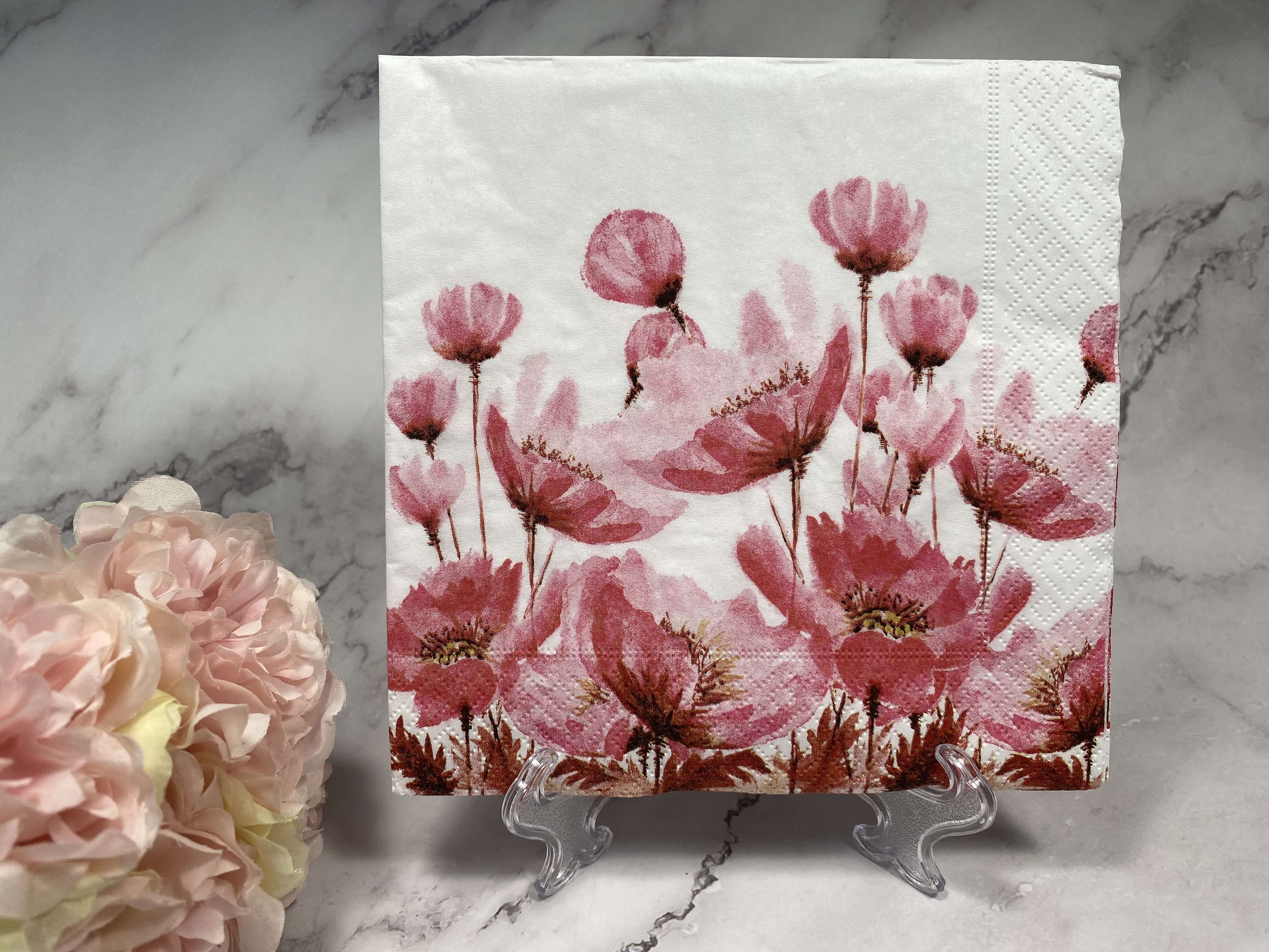 Paper en design roze bloemen servet nr H592