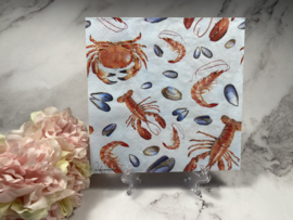 Ambiente kreeft/krab en garnaal blauw servet nr H726A