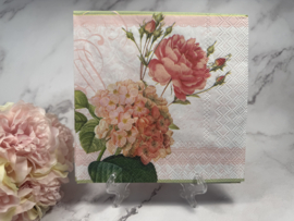 Hortensia en roos knutsel servet nr HM363
