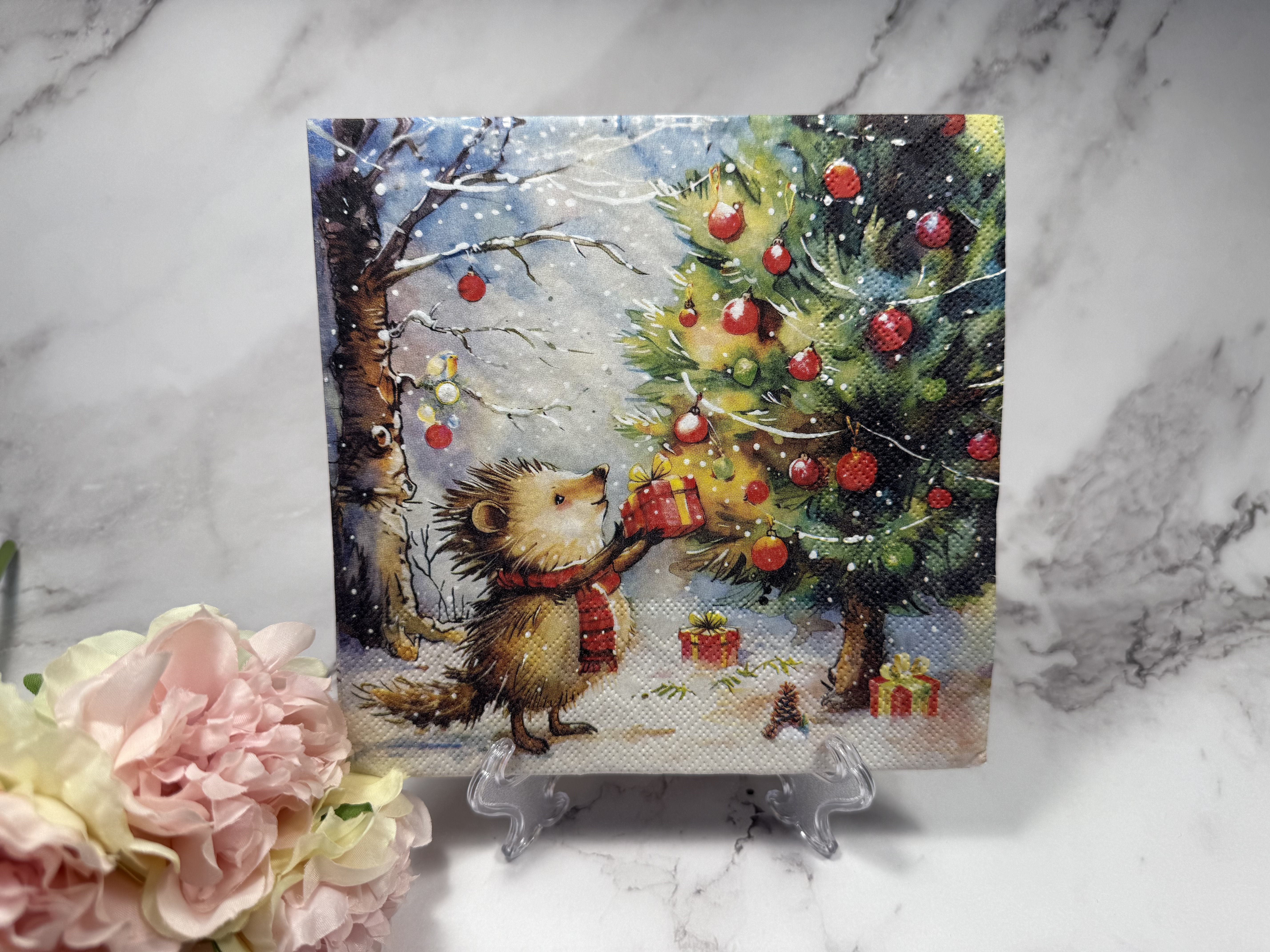 Ambiente egel bij kerstboom servet KHM7