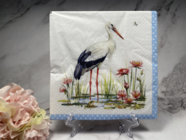 Ti flair ooievaar kikkers blauwe rand servet HM345