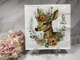 Fasana hert met bloemen servet nr H018