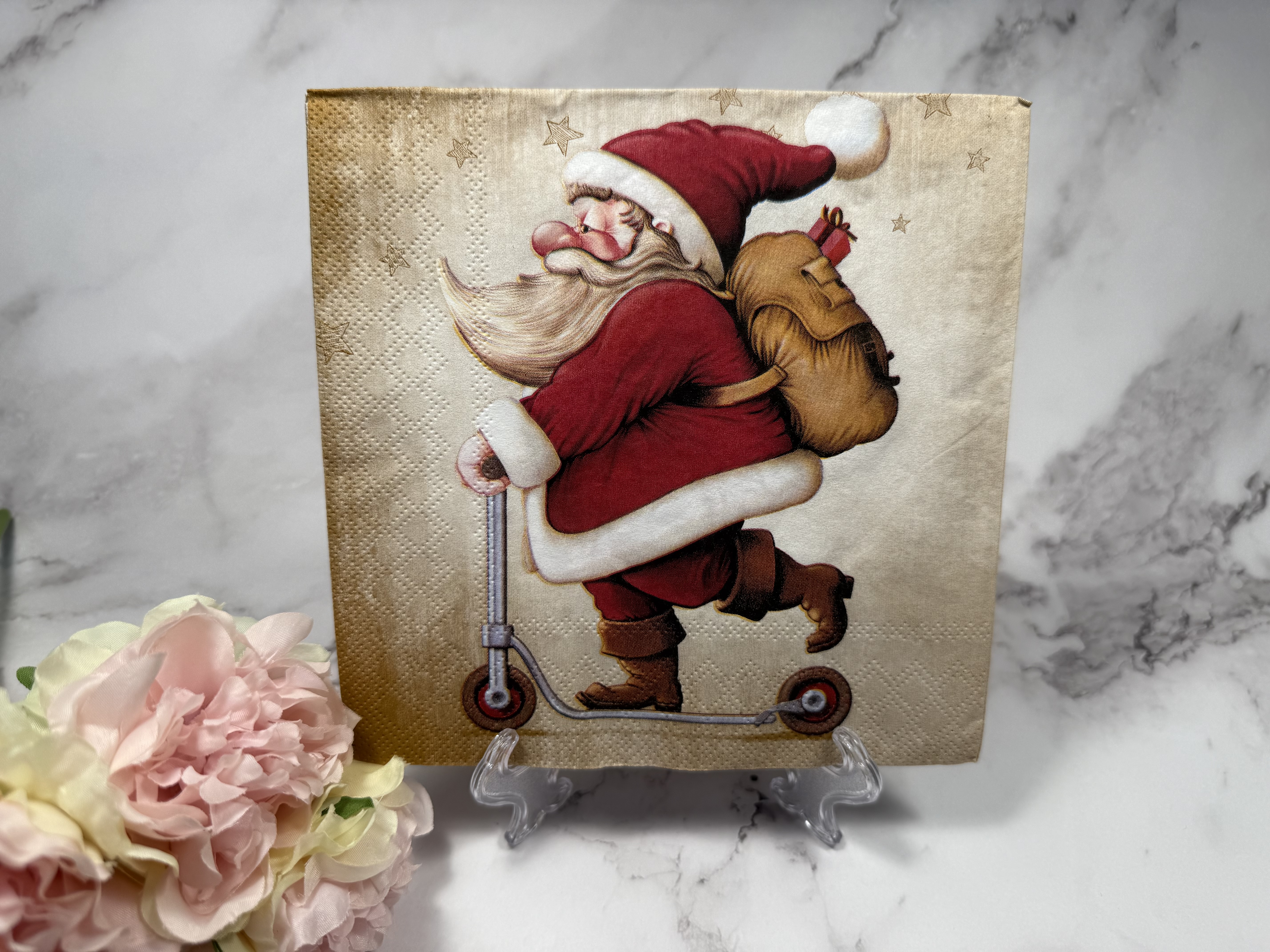 Ambiente kerstman op step servet KHM12