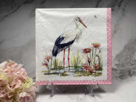 Ti flair ooievaar kikkers roze rand servet HM343