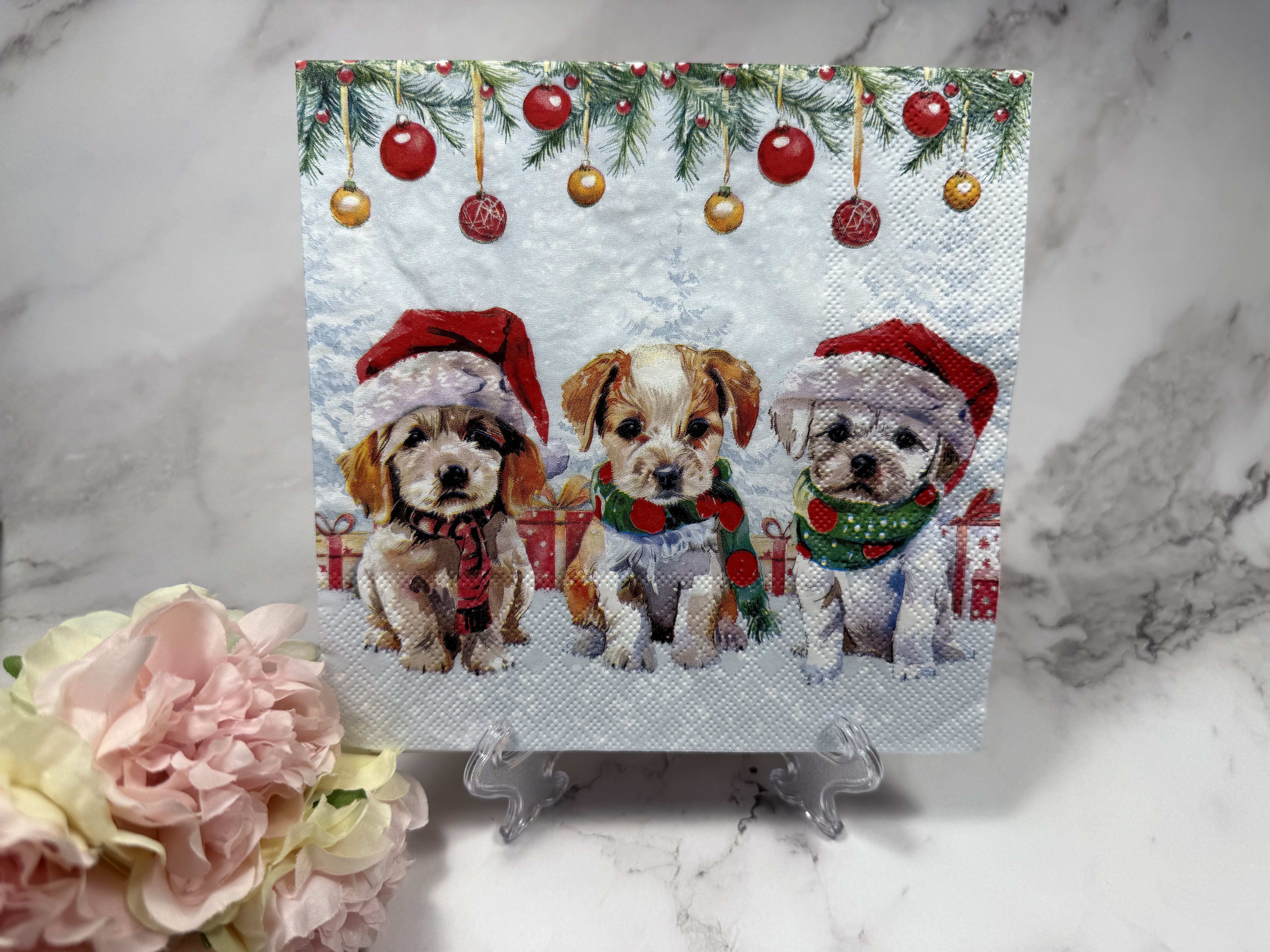 Ambiente Kerst 3 puppies servet KHM8