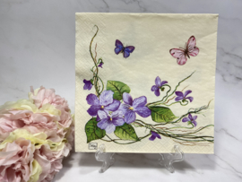 Daisy paarse bloemen en vlinders servet nr H512