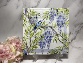 Ti flair blauwe regen wisteria en vogel servet nr H716