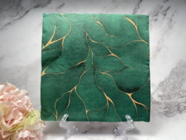 Maki groen marble en goud kleur lijnen servet nr M196