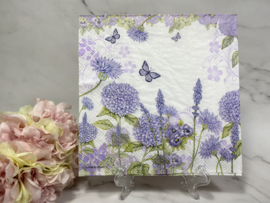Ambiente paarse bloemen en vlinders servet nr HM387