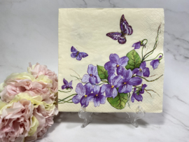 Daisy paarse bloemen en vlinders servet nr H512