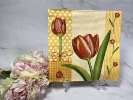 Knutsel rode tulpen geel servet nr H13
