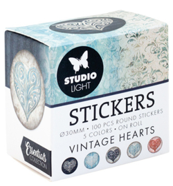 Studio light Vintage hartjes stickers op rol 100 pcs
