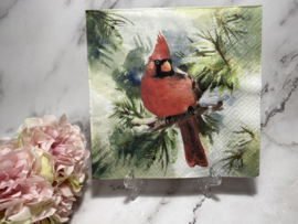 PAW kardinaal rode vogel kerst servet nr H648