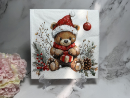 Kerst beer knutsel servet 2x2 afb. nr KHM20